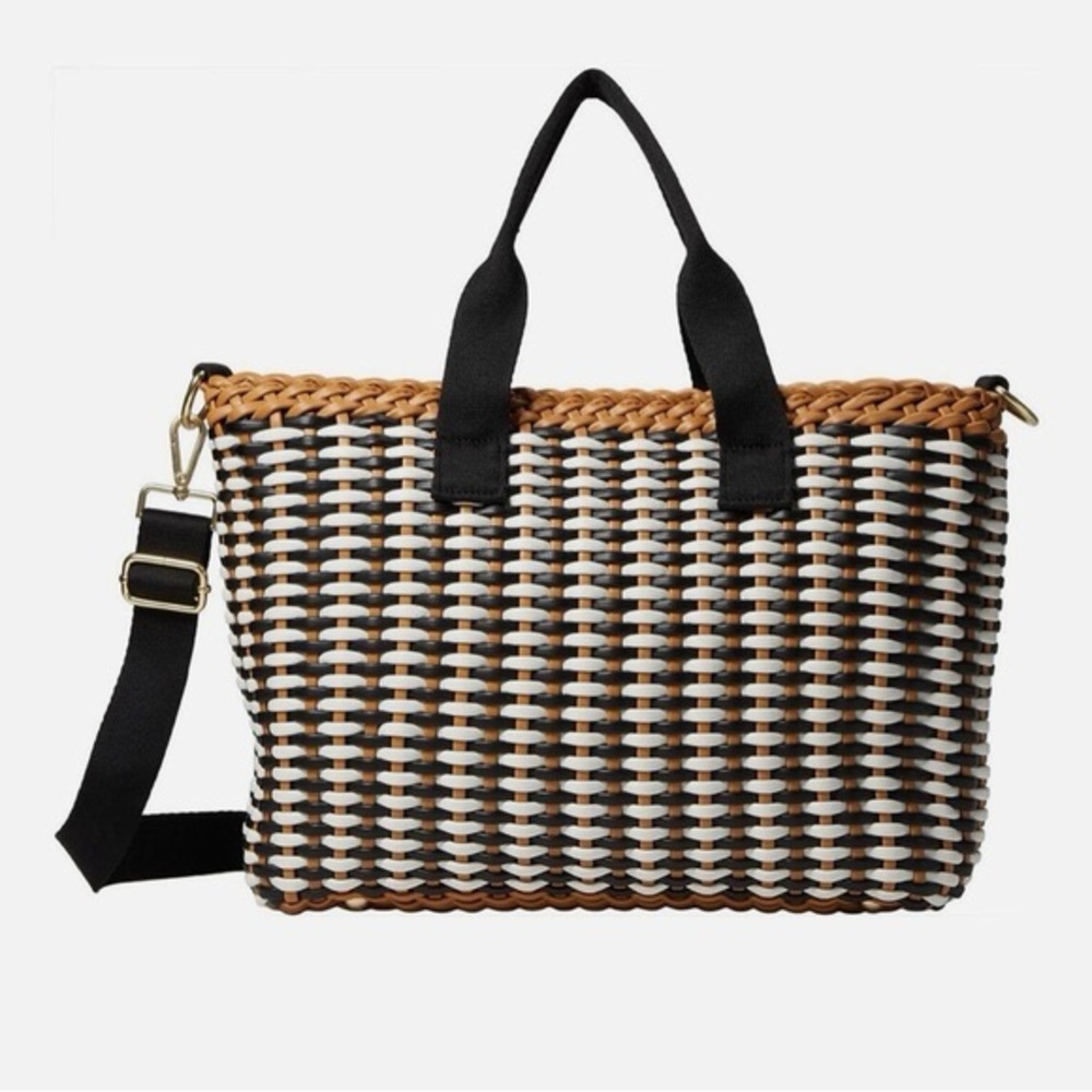 L*Space Anthropologie Black/White/Tan Woven Tote
